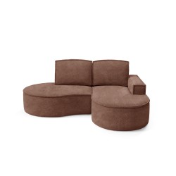 MOLLY Right-Hand Corner Sofa without Sleep Function, Free-Standing in ABRIAMO 12 Brown Fabric