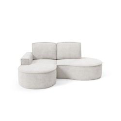 "MOLLY Left-Handed Corner Sofa without Sleep Function, Free-Standing in CURIO 02 White Fabric"