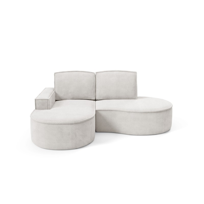 "MOLLY Left-Handed Corner Sofa without Sleep Function, Free-Standing in CURIO 02 White Fabric"