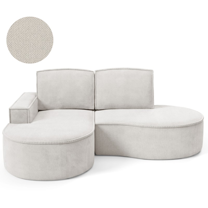 "MOLLY Left-Handed Corner Sofa without Sleep Function, Free-Standing in CURIO 02 White Fabric" "MOLLY Left-Handed Corner Sofa without Sleep Function, Free-Standing in CURIO 02 White Fabric"
