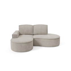 MOLLY Left-Handed Corner Sofa without Sleep Function, Freestanding in CURIO 11 Ash Grey Fabric