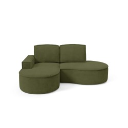 MOLLY Left-Hand Corner Sofa without Sleep Function, Free-Standing in CURIO 39 Green Fabric