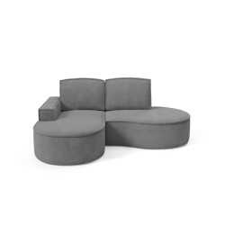 MOLLY Left-Handed Corner Sofa without Sleep Function, Freestanding in CURIO 97 Grey Fabric