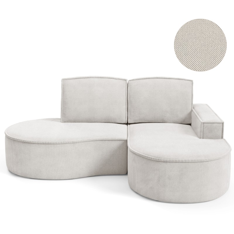 MOLLY Right-Hand Corner Sofa without Sleep Function, Free-Standing in CURIO 02 White Fabric MOLLY Right-Hand Corner Sofa without Sleep Function, Free-Standing in CURIO 02 White Fabric