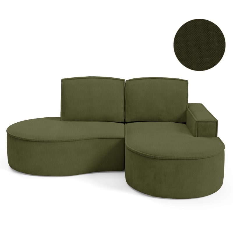 "MOLLY Right-Handed Corner Sofa without Sleep Function, Free-Standing in CURIO 39 Green Fabric" "MOLLY Right-Handed Corner Sofa without Sleep Function, Free-Standing in CURIO 39 Green Fabric"
