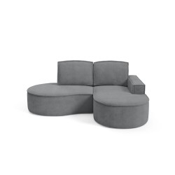 MOLLY Right-Handed Corner Sofa without Sleep Function, Free-Standing in CURIO 97 Grey Fabric