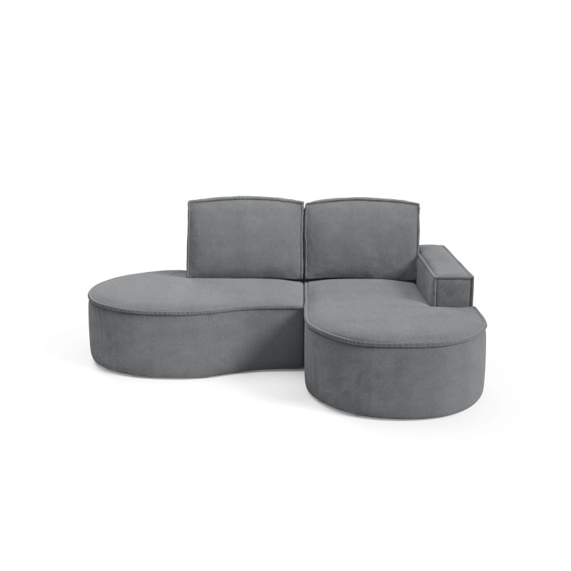 MOLLY Right-Handed Corner Sofa without Sleep Function, Free-Standing in CURIO 97 Grey Fabric