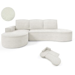 "MOLLY Left-Hand Corner Sofa with Sleep Function, Free-Standing in ABRIAMO 04 White Fabric" "MOLLY Left-Hand Corner Sofa with Sleep Function, Free-Standing in ABRIAMO 04 White Fabric"