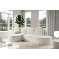 "MOLLY Left-Hand Corner Sofa with Sleep Function, Free-Standing in ABRIAMO 04 White Fabric" "MOLLY Left-Hand Corner Sofa with Sleep Function, Free-Standing in ABRIAMO 04 White Fabric"