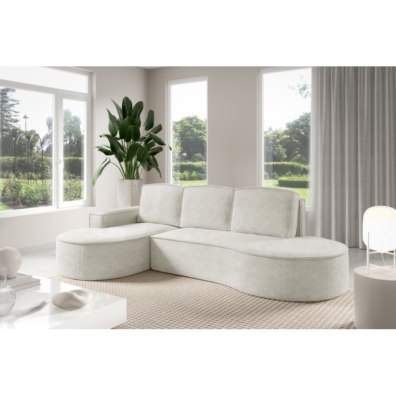 "MOLLY Left-Hand Corner Sofa with Sleep Function, Free-Standing in ABRIAMO 04 White Fabric" "MOLLY Left-Hand Corner Sofa with Sleep Function, Free-Standing in ABRIAMO 04 White Fabric"