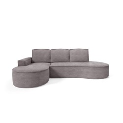 MOLLY Left-Handed Corner Sofa with Sleep Function, Free-Standing in ABRIAMO 07 Gray Fabric