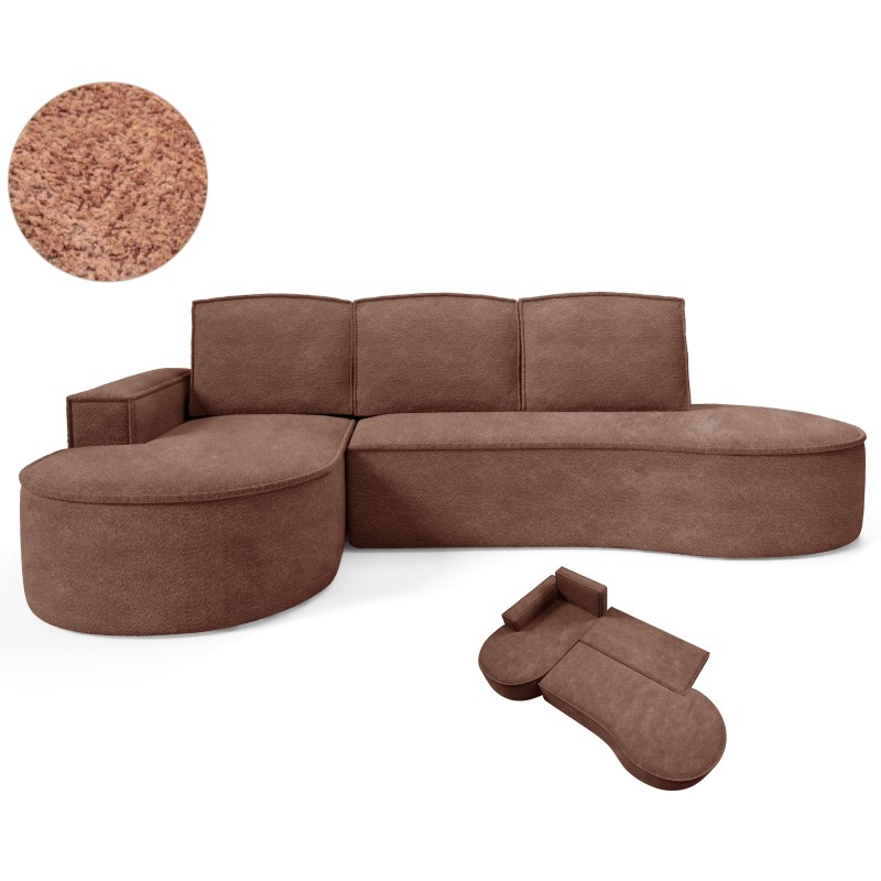 "MOLLY Left-Hand Corner Sofa with Sleep Function, Freestanding in ABRIAMO 12 Brown Fabric" "MOLLY Left-Hand Corner Sofa with Sleep Function, Freestanding in ABRIAMO 12 Brown Fabric"