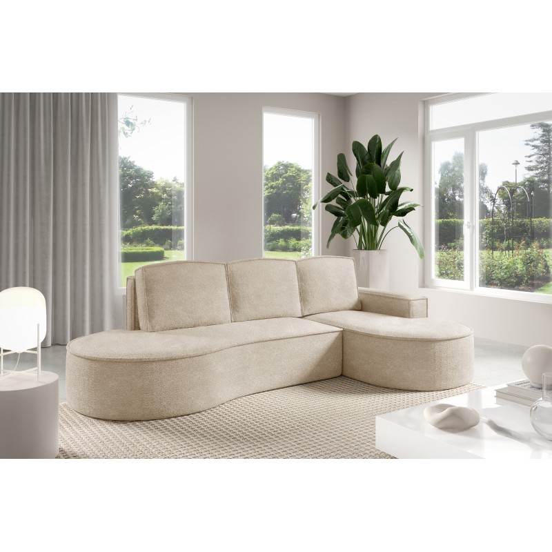 "MOLLY Right-Hand Corner Sofa with Sleep Function, Free-Standing in ABRIAMO 03 Beige Fabric" "MOLLY Right-Hand Corner Sofa with Sleep Function, Free-Standing in ABRIAMO 03 Beige Fabric"