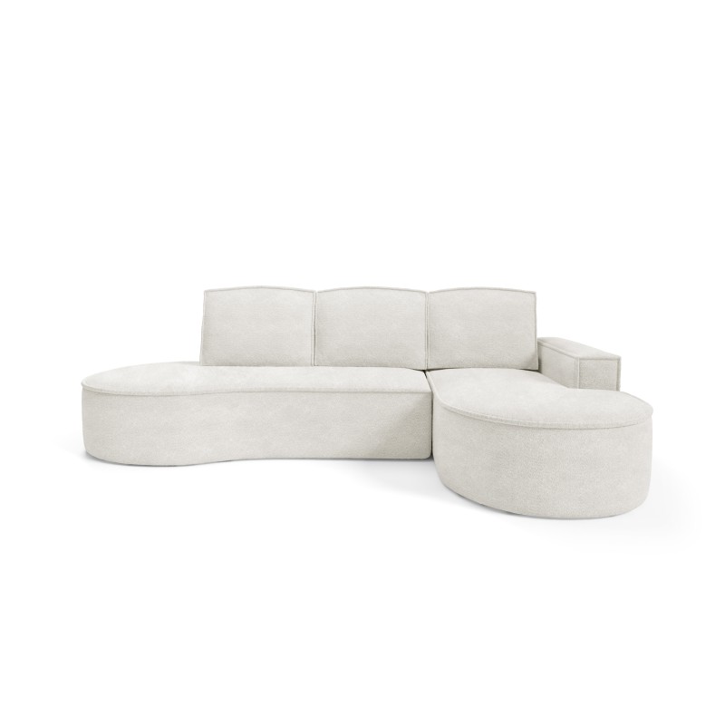 "MOLLY Right-Handed Corner Sofa with Sleep Function, Freestanding in ABRIAMO 04 White Fabric"