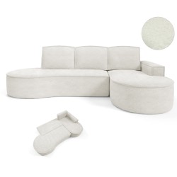 "MOLLY Right-Handed Corner Sofa with Sleep Function, Freestanding in ABRIAMO 04 White Fabric" "MOLLY Right-Handed Corner Sofa with Sleep Function, Freestanding in ABRIAMO 04 White Fabric"
