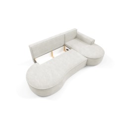 "MOLLY Right-Handed Corner Sofa with Sleep Function, Freestanding in ABRIAMO 04 White Fabric" "MOLLY Right-Handed Corner Sofa with Sleep Function, Freestanding in ABRIAMO 04 White Fabric"