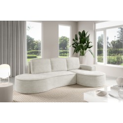 "MOLLY Right-Handed Corner Sofa with Sleep Function, Freestanding in ABRIAMO 04 White Fabric" "MOLLY Right-Handed Corner Sofa with Sleep Function, Freestanding in ABRIAMO 04 White Fabric"