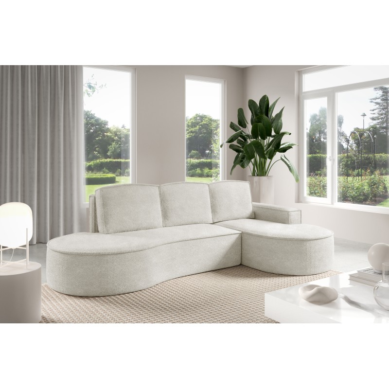 "MOLLY Right-Handed Corner Sofa with Sleep Function, Freestanding in ABRIAMO 04 White Fabric" "MOLLY Right-Handed Corner Sofa with Sleep Function, Freestanding in ABRIAMO 04 White Fabric"