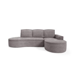 "MOLLY Right-Hand Corner Sofa with Sleeping Function, Freestanding in ABRIAMO 07 Grey Fabric"