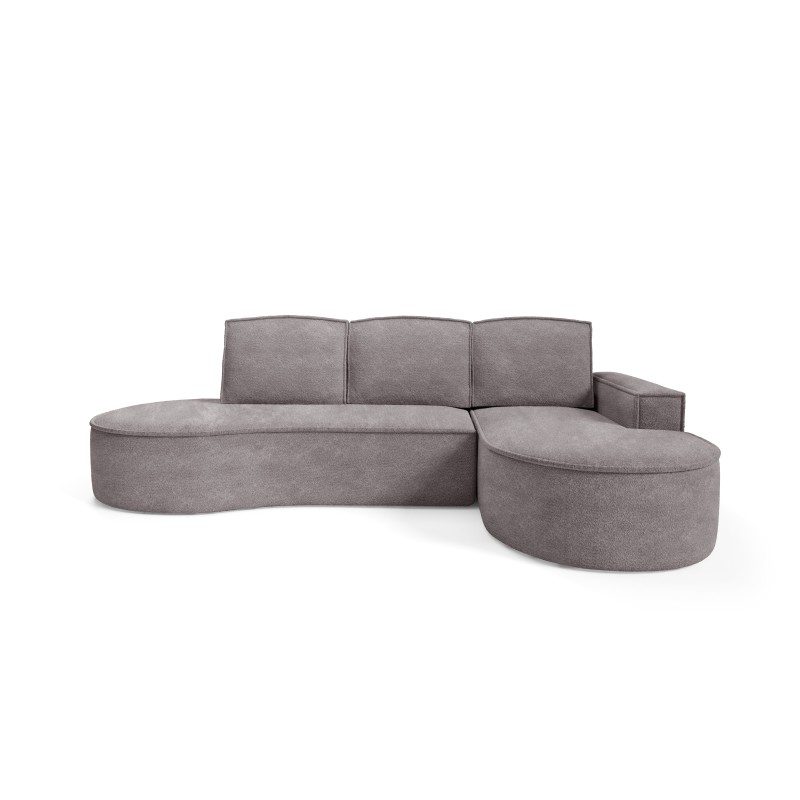"MOLLY Right-Hand Corner Sofa with Sleeping Function, Freestanding in ABRIAMO 07 Grey Fabric"