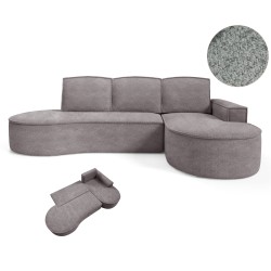 "MOLLY Right-Hand Corner Sofa with Sleeping Function, Freestanding in ABRIAMO 07 Grey Fabric" "MOLLY Right-Hand Corner Sofa with Sleeping Function, Freestanding in ABRIAMO 07 Grey Fabric"