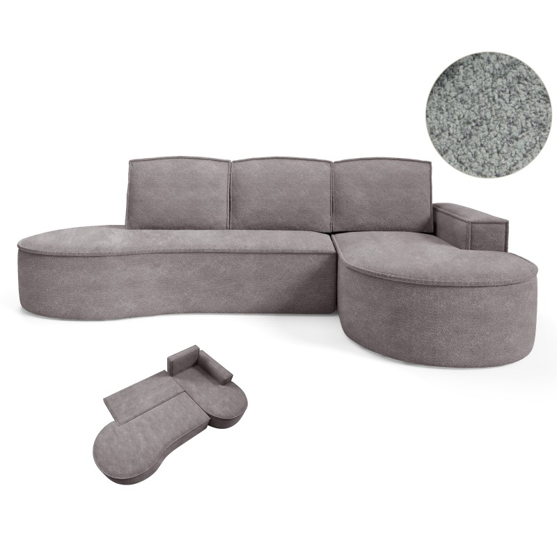 "MOLLY Right-Hand Corner Sofa with Sleeping Function, Freestanding in ABRIAMO 07 Grey Fabric" "MOLLY Right-Hand Corner Sofa with Sleeping Function, Freestanding in ABRIAMO 07 Grey Fabric"