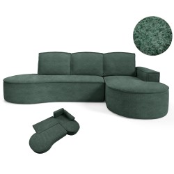 "MOLLY Right-Hand Corner Sofa with Sleep Function, Freestanding in ABRIAMO 09 Green Fabric" "MOLLY Right-Hand Corner Sofa with Sleep Function, Freestanding in ABRIAMO 09 Green Fabric"