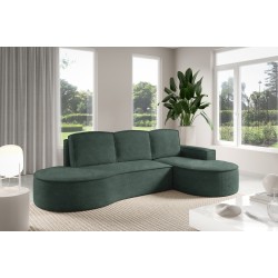"MOLLY Right-Hand Corner Sofa with Sleep Function, Freestanding in ABRIAMO 09 Green Fabric" "MOLLY Right-Hand Corner Sofa with Sleep Function, Freestanding in ABRIAMO 09 Green Fabric"