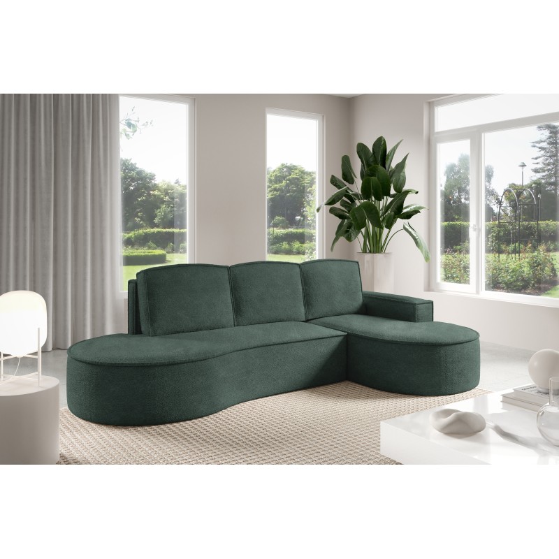 "MOLLY Right-Hand Corner Sofa with Sleep Function, Freestanding in ABRIAMO 09 Green Fabric" "MOLLY Right-Hand Corner Sofa with Sleep Function, Freestanding in ABRIAMO 09 Green Fabric"