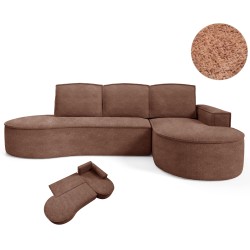 MOLLY Right-Hand Corner Sofa with Sleep Function, Free-Standing in ABRIAMO 12 Brown Fabric MOLLY Right-Hand Corner Sofa with Sleep Function, Free-Standing in ABRIAMO 12 Brown Fabric