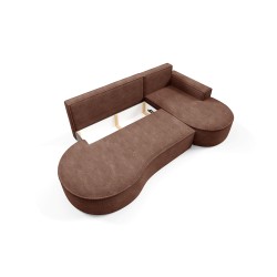 MOLLY Right-Hand Corner Sofa with Sleep Function, Free-Standing in ABRIAMO 12 Brown Fabric MOLLY Right-Hand Corner Sofa with Sleep Function, Free-Standing in ABRIAMO 12 Brown Fabric