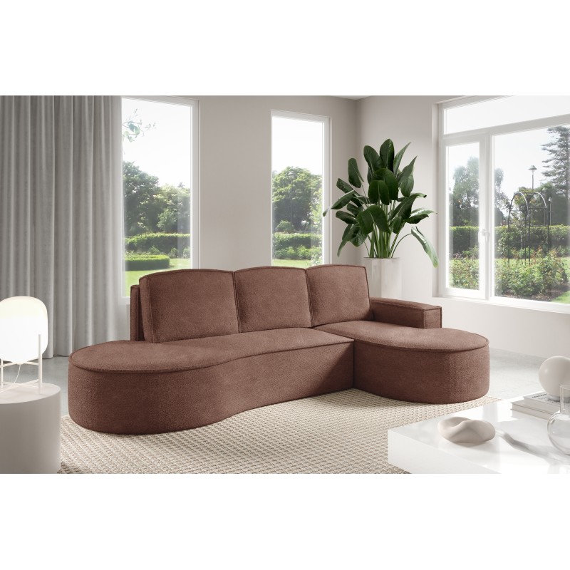 MOLLY Right-Hand Corner Sofa with Sleep Function, Free-Standing in ABRIAMO 12 Brown Fabric MOLLY Right-Hand Corner Sofa with Sleep Function, Free-Standing in ABRIAMO 12 Brown Fabric