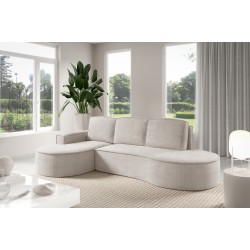 "MOLLY Left-Hand Corner Sofa with Sleep Function, Freestanding in CURIO 02 White Fabric" "MOLLY Left-Hand Corner Sofa with Sleep Function, Freestanding in CURIO 02 White Fabric"