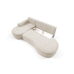 "MOLLY Left-Handed Corner Sofa with Sleep Function, Free-Standing in CURIO 09 Beige Fabric" "MOLLY Left-Handed Corner Sofa with Sleep Function, Free-Standing in CURIO 09 Beige Fabric"