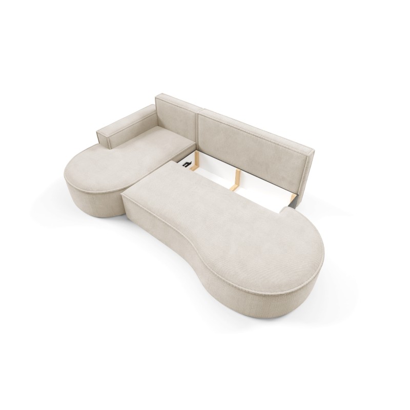 "MOLLY Left-Handed Corner Sofa with Sleep Function, Free-Standing in CURIO 09 Beige Fabric" "MOLLY Left-Handed Corner Sofa with Sleep Function, Free-Standing in CURIO 09 Beige Fabric"