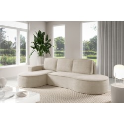 "MOLLY Left-Handed Corner Sofa with Sleep Function, Free-Standing in CURIO 09 Beige Fabric" "MOLLY Left-Handed Corner Sofa with Sleep Function, Free-Standing in CURIO 09 Beige Fabric"