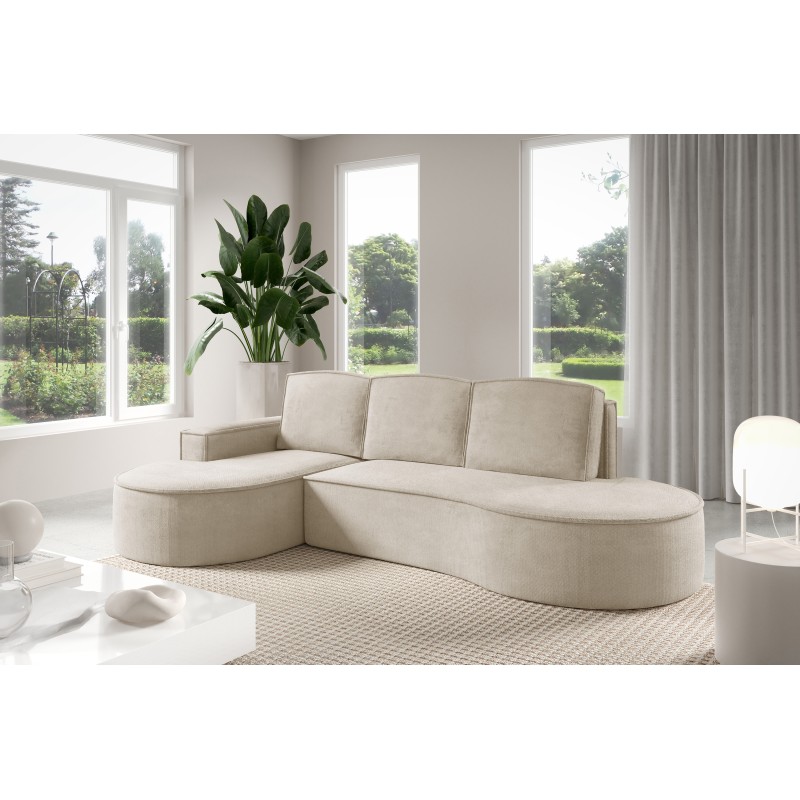 "MOLLY Left-Handed Corner Sofa with Sleep Function, Free-Standing in CURIO 09 Beige Fabric" "MOLLY Left-Handed Corner Sofa with Sleep Function, Free-Standing in CURIO 09 Beige Fabric"