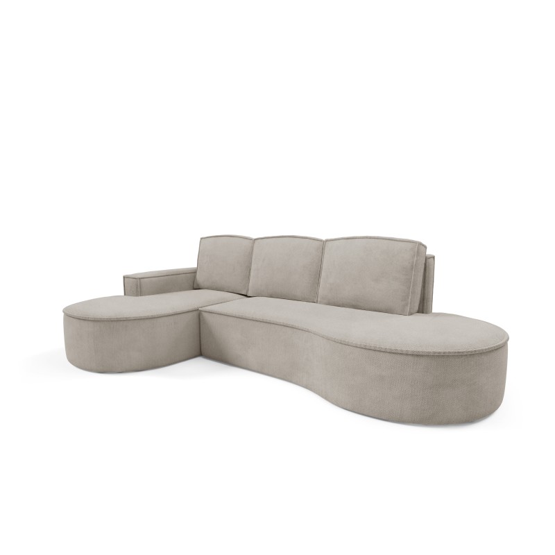 "MOLLY Left-Handed Corner Sofa with Sleep Function, Freestanding in CURIO 11 Ash Grey Fabric"
