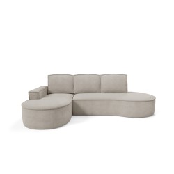 "MOLLY Left-Handed Corner Sofa with Sleep Function, Freestanding in CURIO 11 Ash Grey Fabric" "MOLLY Left-Handed Corner Sofa with Sleep Function, Freestanding in CURIO 11 Ash Grey Fabric"