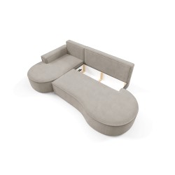 "MOLLY Left-Handed Corner Sofa with Sleep Function, Freestanding in CURIO 11 Ash Grey Fabric" "MOLLY Left-Handed Corner Sofa with Sleep Function, Freestanding in CURIO 11 Ash Grey Fabric"