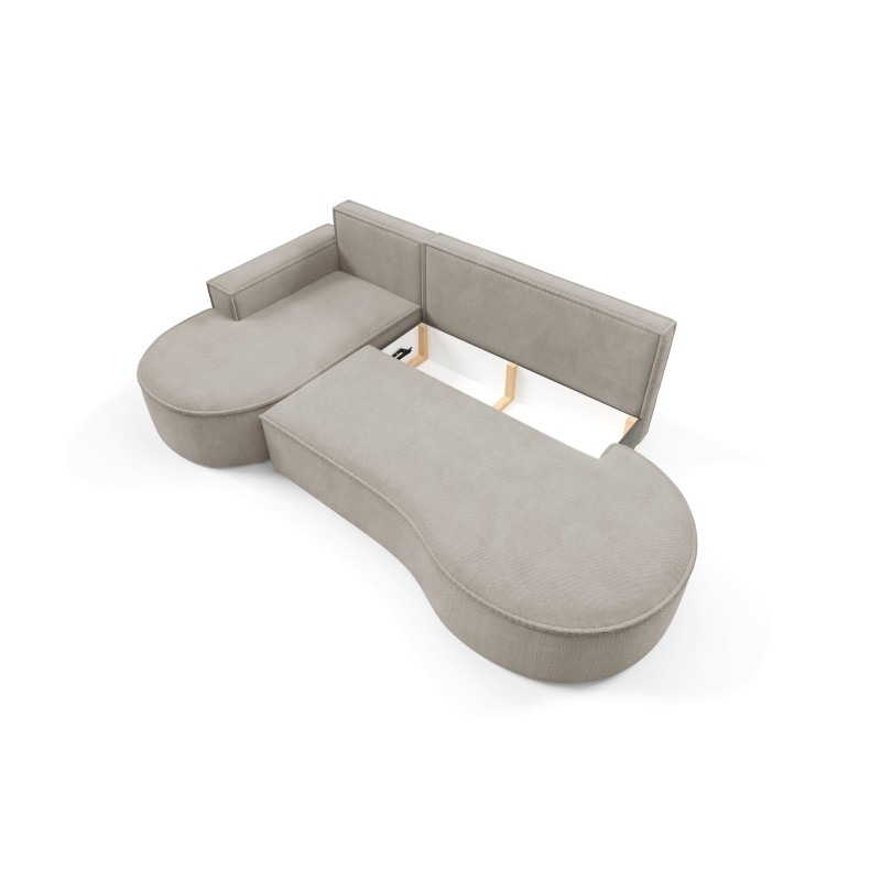 "MOLLY Left-Handed Corner Sofa with Sleep Function, Freestanding in CURIO 11 Ash Grey Fabric" "MOLLY Left-Handed Corner Sofa with Sleep Function, Freestanding in CURIO 11 Ash Grey Fabric"