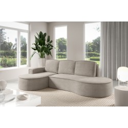 "MOLLY Left-Handed Corner Sofa with Sleep Function, Freestanding in CURIO 11 Ash Grey Fabric" "MOLLY Left-Handed Corner Sofa with Sleep Function, Freestanding in CURIO 11 Ash Grey Fabric"