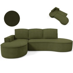 "MOLLY Left-Handed Corner Sofa with Sleep Function, Free-Standing in CURIO 39 Green Fabric" "MOLLY Left-Handed Corner Sofa with Sleep Function, Free-Standing in CURIO 39 Green Fabric"