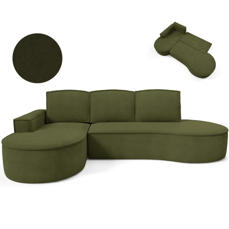"MOLLY Left-Handed Corner Sofa with Sleep Function, Free-Standing in CURIO 39 Green Fabric" "MOLLY Left-Handed Corner Sofa with Sleep Function, Free-Standing in CURIO 39 Green Fabric"