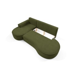"MOLLY Left-Handed Corner Sofa with Sleep Function, Free-Standing in CURIO 39 Green Fabric" "MOLLY Left-Handed Corner Sofa with Sleep Function, Free-Standing in CURIO 39 Green Fabric"
