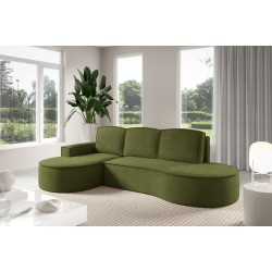 "MOLLY Left-Handed Corner Sofa with Sleep Function, Free-Standing in CURIO 39 Green Fabric" "MOLLY Left-Handed Corner Sofa with Sleep Function, Free-Standing in CURIO 39 Green Fabric"