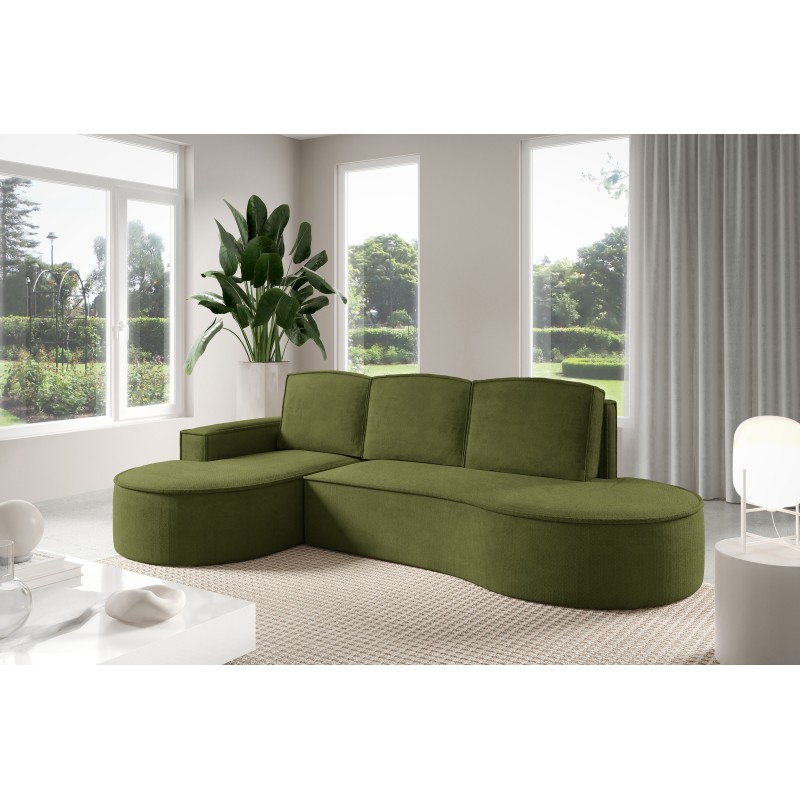 "MOLLY Left-Handed Corner Sofa with Sleep Function, Free-Standing in CURIO 39 Green Fabric" "MOLLY Left-Handed Corner Sofa with Sleep Function, Free-Standing in CURIO 39 Green Fabric"
