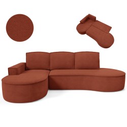 "MOLLY Left-Handed Corner Sofa with Sleep Function, Free-Standing in CURIO 55 Brown Fabric" "MOLLY Left-Handed Corner Sofa with Sleep Function, Free-Standing in CURIO 55 Brown Fabric"