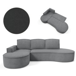 "MOLLY Left-Hand Corner Sofa with Sleep Function, Free-Standing in CURIO 97 Grey Fabric" "MOLLY Left-Hand Corner Sofa with Sleep Function, Free-Standing in CURIO 97 Grey Fabric"