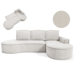 "MOLLY Right-Hand Corner Sofa with Sleep Function, Freestanding CURIO 02 White Fabric" "MOLLY Right-Hand Corner Sofa with Sleep Function, Freestanding CURIO 02 White Fabric"